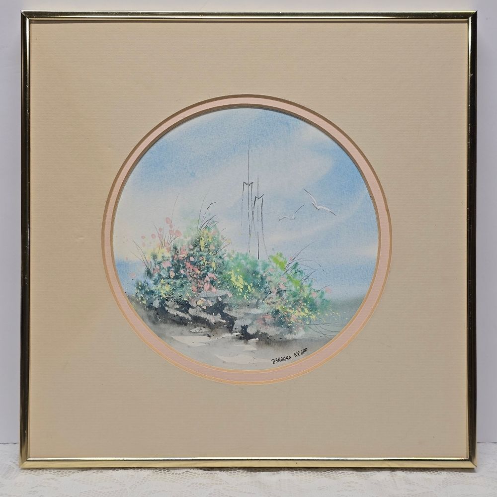 Barbara Krupp Original Watercolor Seaside Painting Vintage Nautical Coastal Art